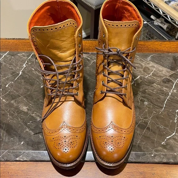 Allen Edmonds Dalton Brown Leather Brogue Boots - Picture 1 of 9